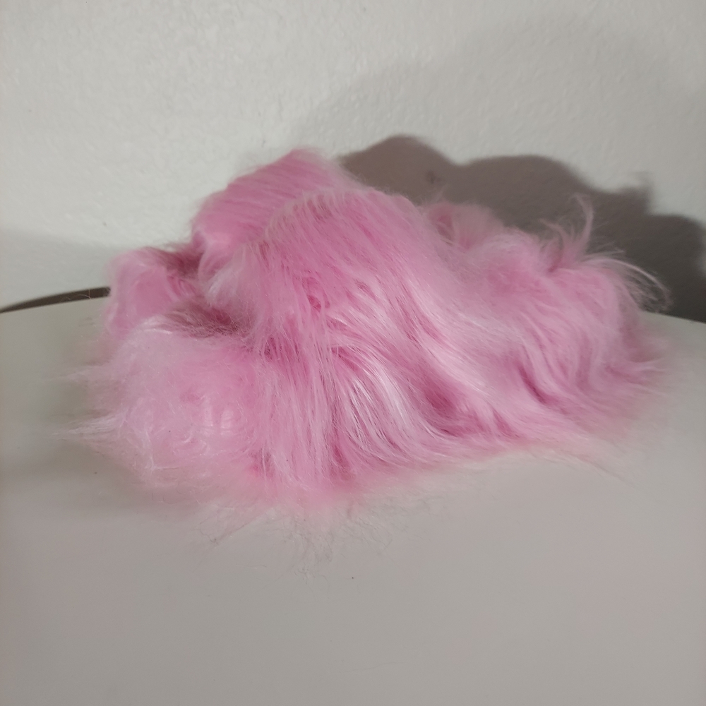 CURRENT MOOD Pink Faux Fur Case Of The Grumpies Platform Slides WM Size 10 NWOT